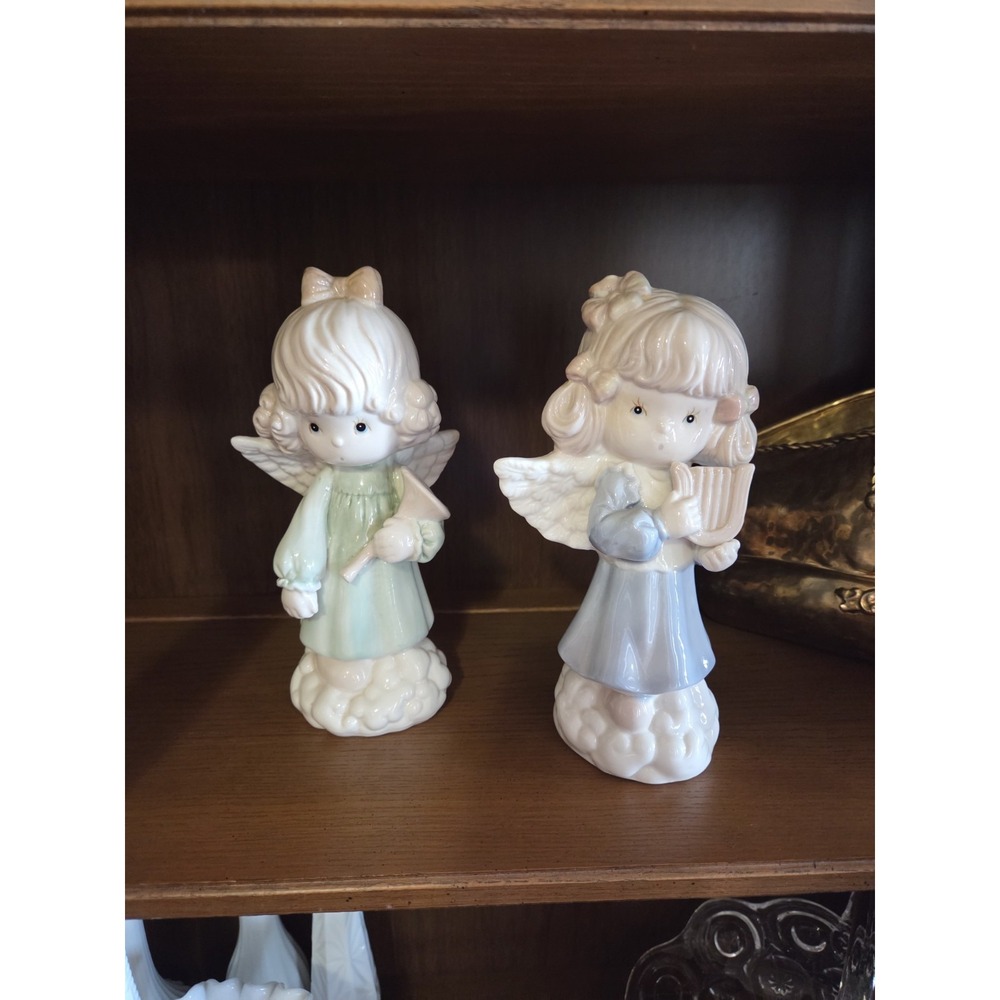 Ceramic Angels Playing Instruments Made To Look like Precious Moments
